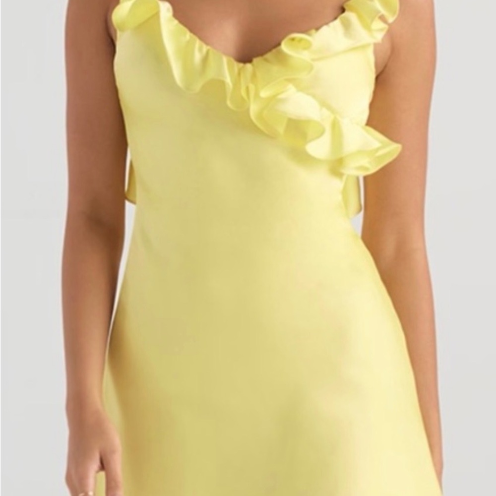 House of CB Yellow Ruffle Mini Dress